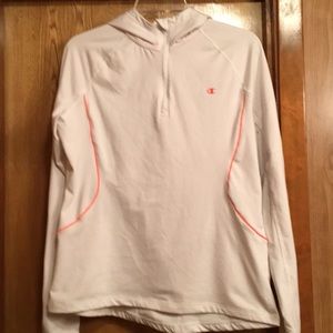 Champion large hoodie. This is a fitted hoodie.